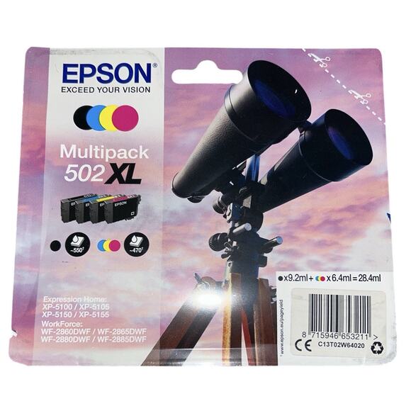 Epson 502XL Multipack - 4 Pack Ink Cartridges - Black, Cyan, Magenta, Yellow - Picture 1 of 2